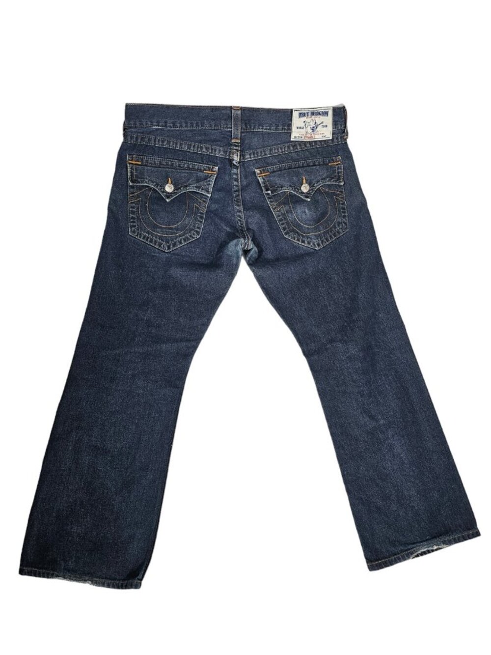 True Religion Mens Ricky Straight Leg Jeans Size 38x30 Medium Wash Flap Pockets